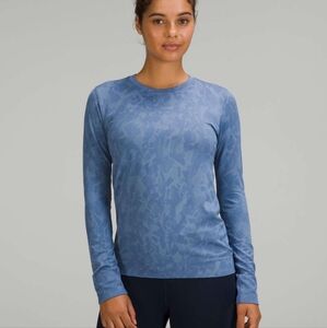 Lululemon Swiftly Relaxed Fit Long Sleeve Shirt Mosaic Blue Linen NWOT Size 8